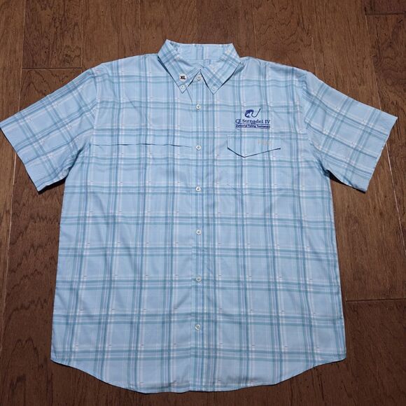 Huk Shirt Mens XL Blue Tide Point Plaid Fishing Lightweight Performance - Picture 1 of 9